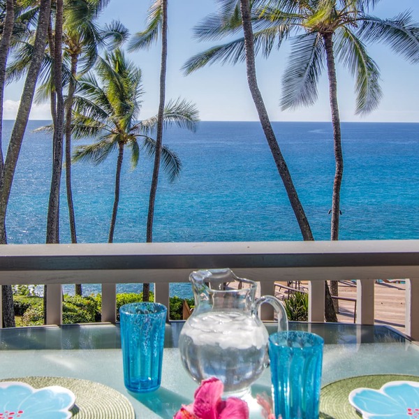 Poipu Palms 202.Oceanfront, Palm Trees and the Beautiful Blue Pacific Ocean!