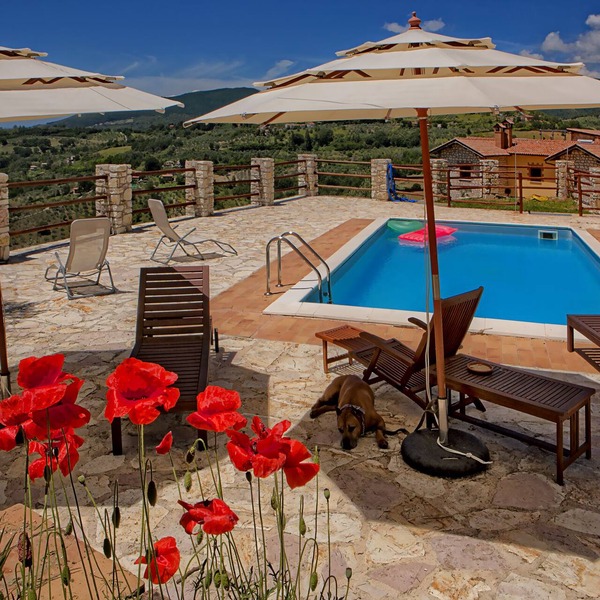 pool and breathtaking view on Roman countryside