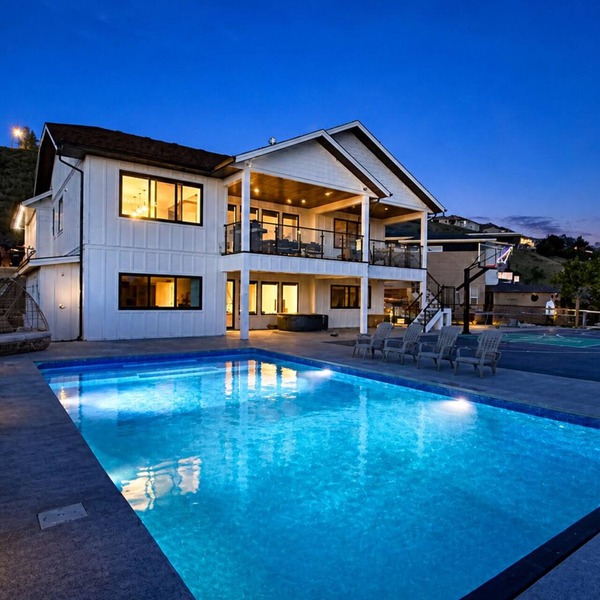 Poolside retreat with private basketball court