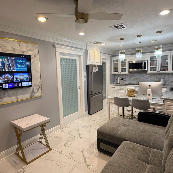 Private Luxury Poolside Guest Suite with Fire Pit & Modern Interior