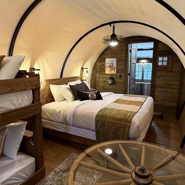 Rustic Covered Glamping Wagons with Modern Comforts Near Wall Drug – Wall, South Dakota