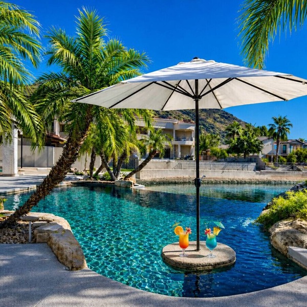 Santorini-Waterfront Wishes-With heated pool boat, hot-tub, private dock
