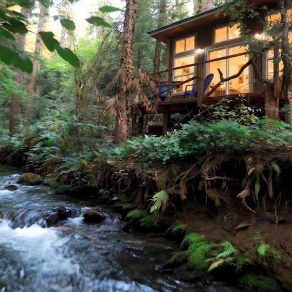 Sasquatch's Tiny Treehouse on creek - old growth forest in Portland - ADVENTURE!