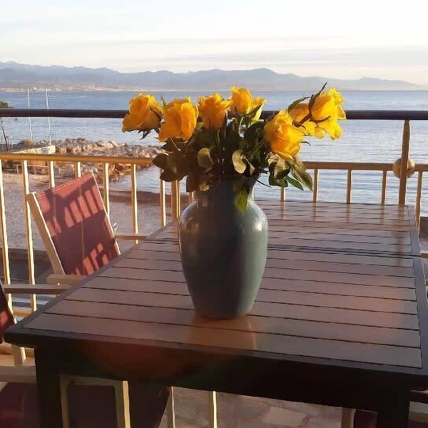 Seafront one bedroom apartment with a terrasse, swimming pool and a parking