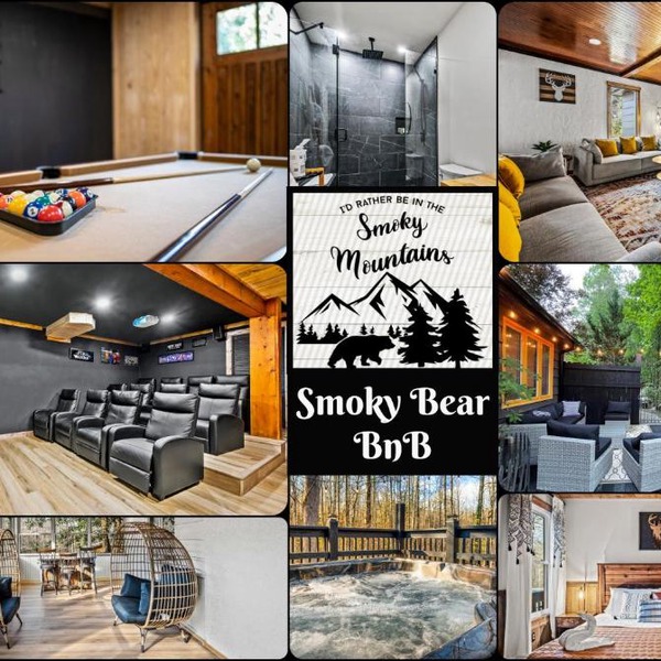 Smoky Bear BnB! Theater, Game Room, Hot Tub, Bar, 5Br 5Ba