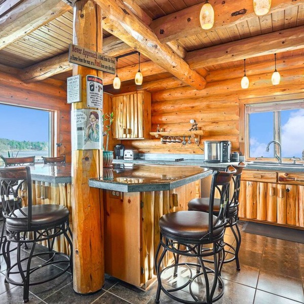 Spacious 4-bedroom log cabin In wonderful Belding with AC sleeps 12 adults