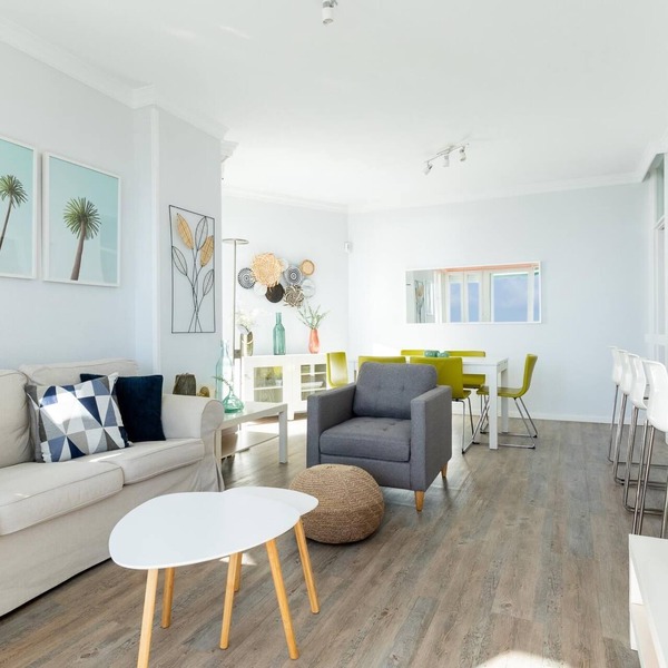 Spacious beachfront apartment with communal pool