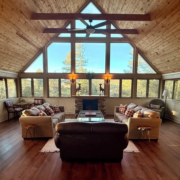 Spacious Forest View Prescott Cabin with Game Room, Large Deck & Family Friendly