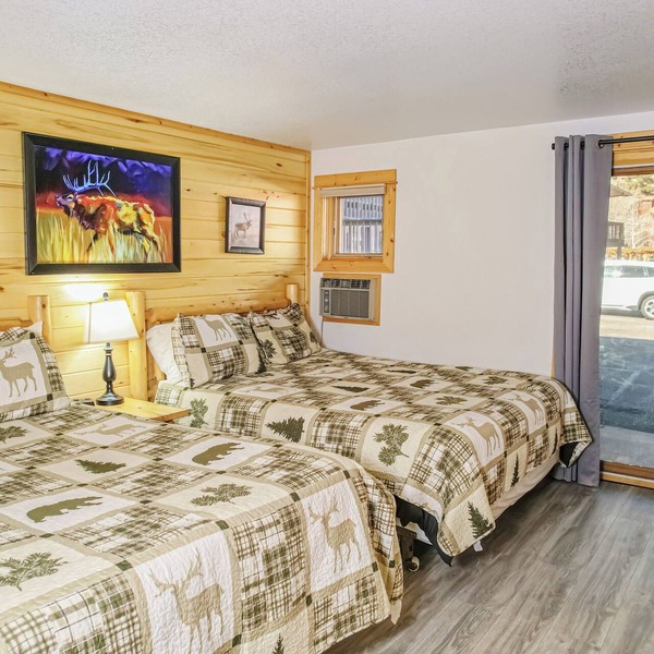 Spacious Lower-Level Hotel Queen and Full-size beds with Views 108-110
