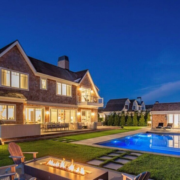 Spacious Southampton estate with pool, hot tub, fire pit, and seamless.