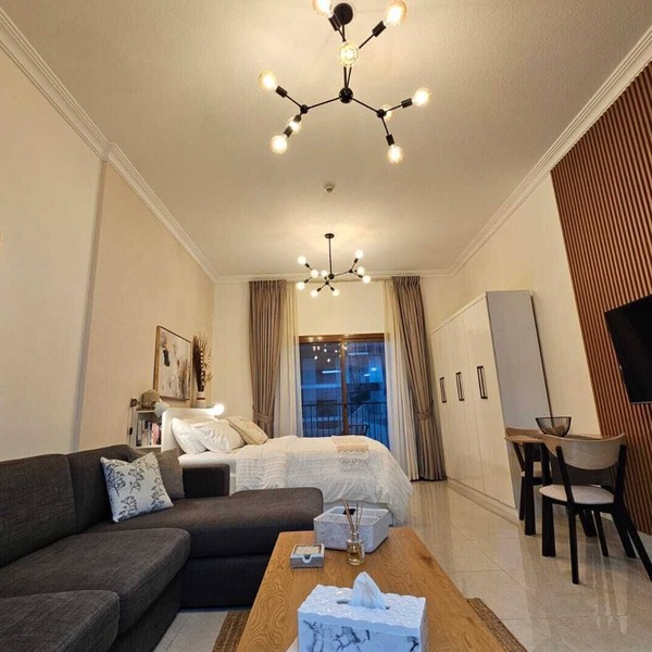 Spacious studio apartment in JVC Dubai near Circle mall with pool, gym, WiFi, AC