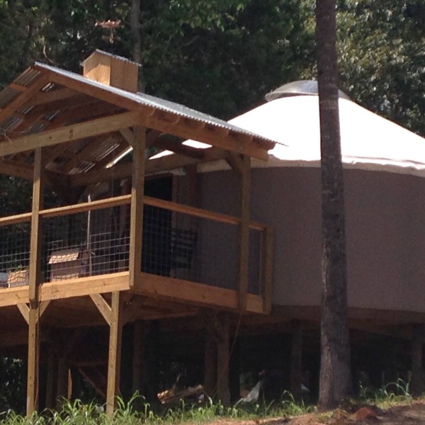 Tan Yurt On Beautiful Logan Martin Lake. Located in Clear Creek Cove RV Resort.