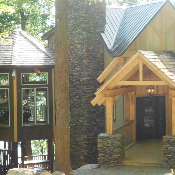 Timberframe Spa Lodge in the woods on Skaneateles Lake, NY