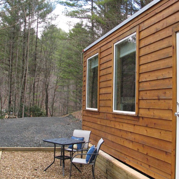 Tiny House On Wheels across from New River