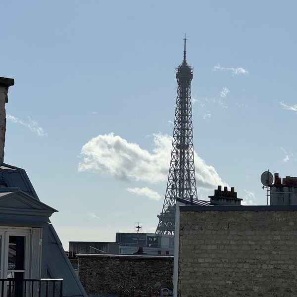 Top floor Paris studio - view of rooftops and monuments