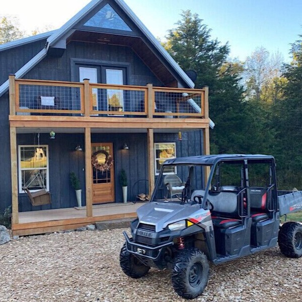 Unique,modern, secluded cabin on 95 river front acres-utv-kayaks-trails-hot tub