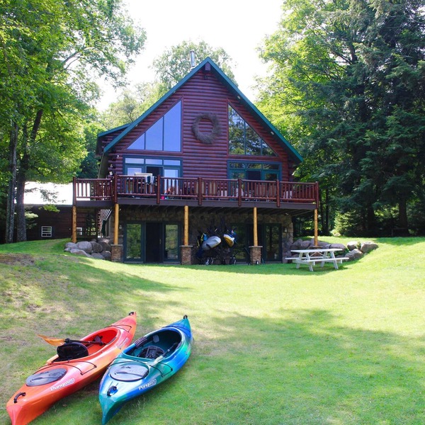 Water front log home