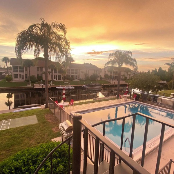 WATERFRONT Condo with pool. Great views of sunsets. Condo is like new!