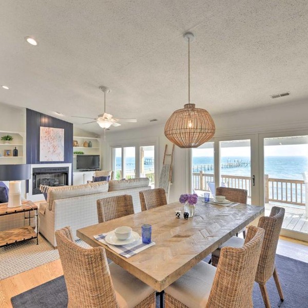 Waterfront Harkers Island Home: Sunset View & Dock