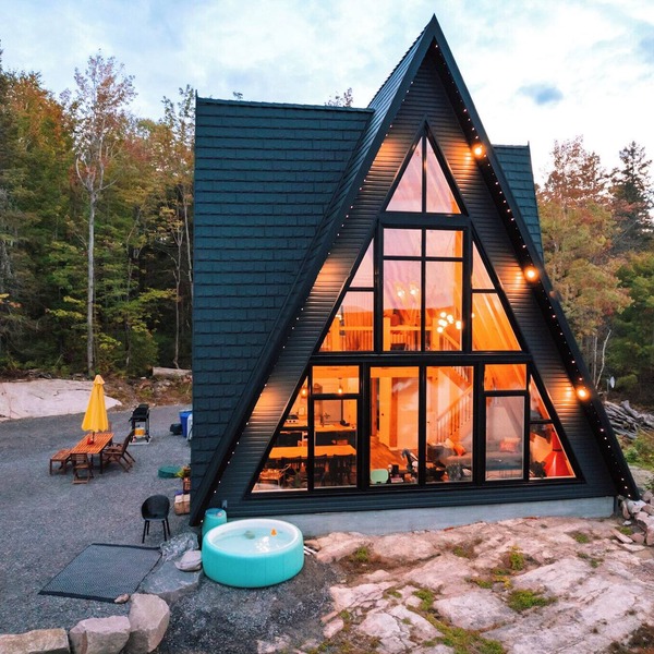 Waterfront Timber A-Frame Cabin on French River