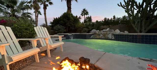 Boho-chic, Salt water, Poolside Firepit, Al-fresco dining