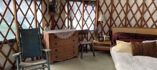 Cozy mountain yurt on an organic farm