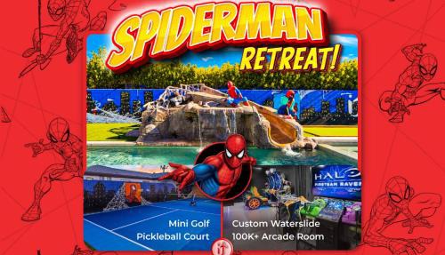 Da Spidey House: Waterslide, 100K Gameroom, Pickleball, Bocceball, & More