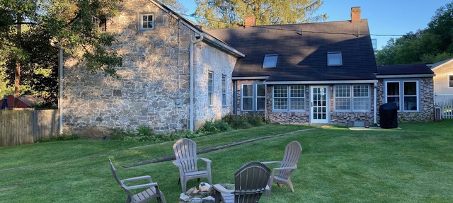 Historic stone farmhouse with rail trail and river access