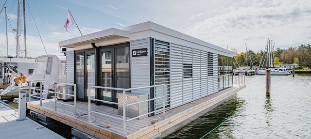 Houseboat Trinity, a sealoft on the Baltic Sea in Peenemünde Island Usedom