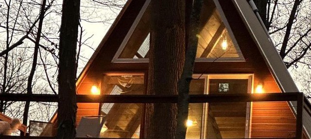 Incredible A-Frame Tree House Overlooking the Raystown Branch Juniata River and Surrounded by Trees for a Peaceful Getaway in Hopewell, Pennsylvania