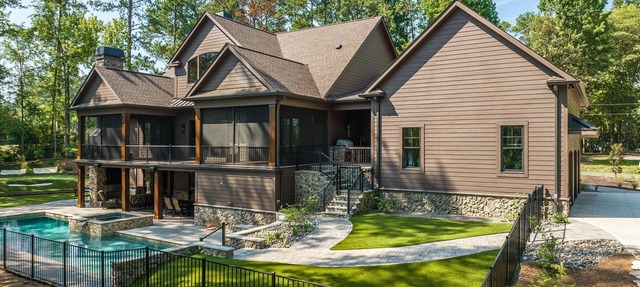 Newly constructed luxury retreat on Lake Thurmond. The sleeping arrangements for this property are 3 queen beds.