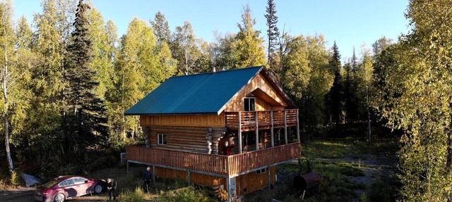 Off-Grid Cabin with Views from the Porch in Alaska
