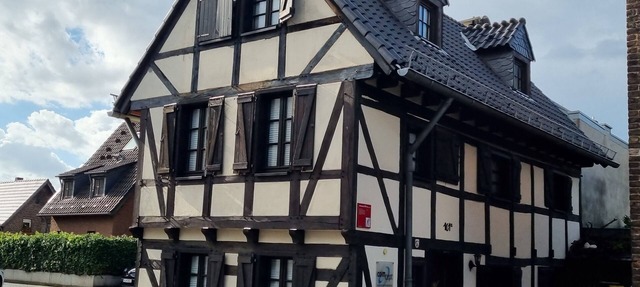 old romantic half-timbered house near the Rhine
