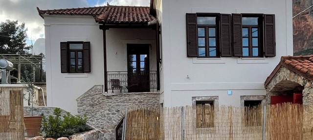 Restored traditional stone villa in Leonidio, close to beach with mountain view!