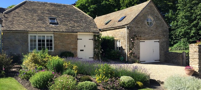 Small converted barn in peaceful village setting.
