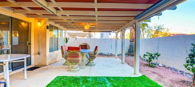 Spacious villa w/4 bdrms and 3 full bthrms with a L byrd, c patio, 2 car garage