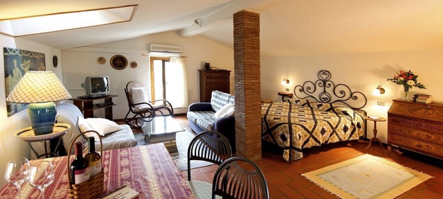 Studio with private balcony, great views, wifi, shared pool, close to village