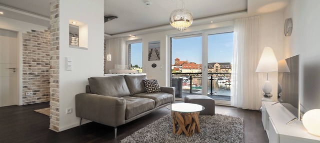 Vacation apartment with water view on the 1st floor of the Hafenresidenz Waren