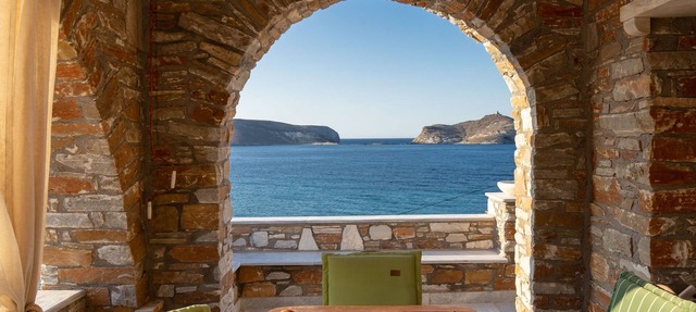 Villa Perraki - Limestone and marble accented villa on Rochari Beach