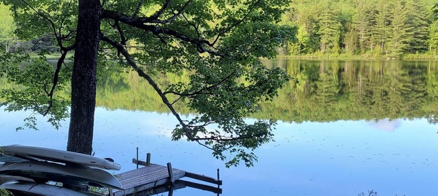 Waterfront Cabin- look down on water from deck, private docks & fire pit