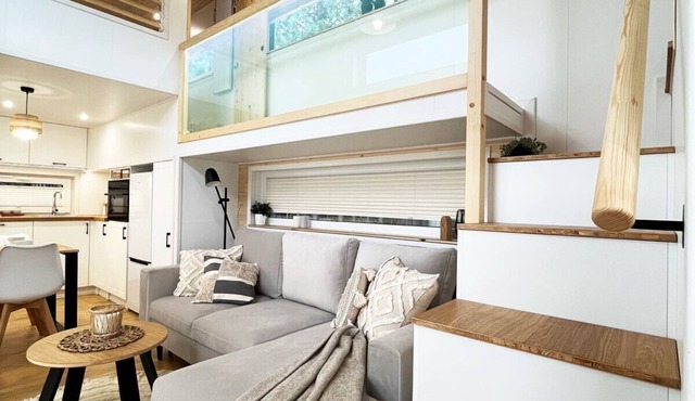 1)Modern Tiny House in the Alps | Terrace & Mountain View I House Ida