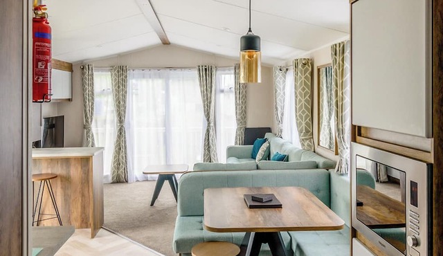 12ft-wide very comfortable and spacious caravan with one double and one twin.
