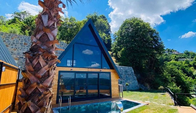 2+1 Heated Private Pool - Lake View - 5 Person Bungalow in Dibektaş