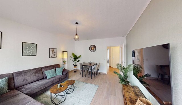 2BR & Office Apartment | Work Desks, Balcony, Stadium, Airport & Messe Access