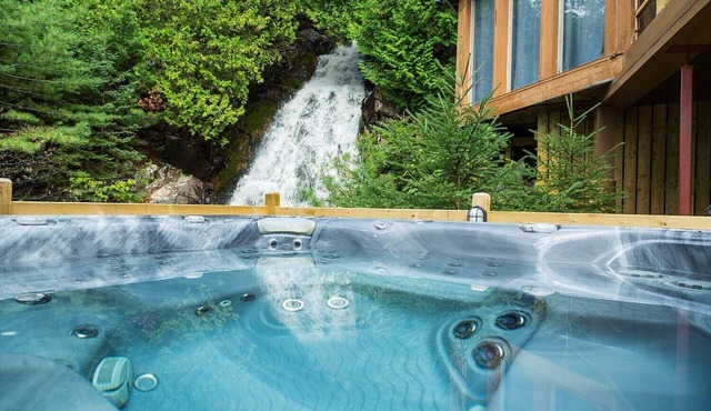 A charming little waterfall to go with the spa