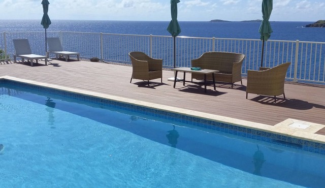 A true oceanfront villa with amazing sunsets and pool. Very nice location.