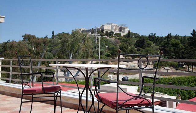 Across from the Acropolis and ten minute walk to Plaka, the old city of Athens.