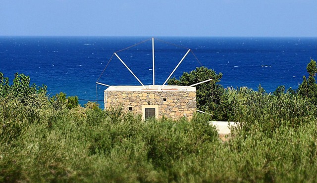 An authentic stone Cretan windmill