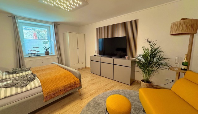 Apartment in the Beachhouse on Lake Goitzsche/2 min. to the beach, barbecue area in the garden