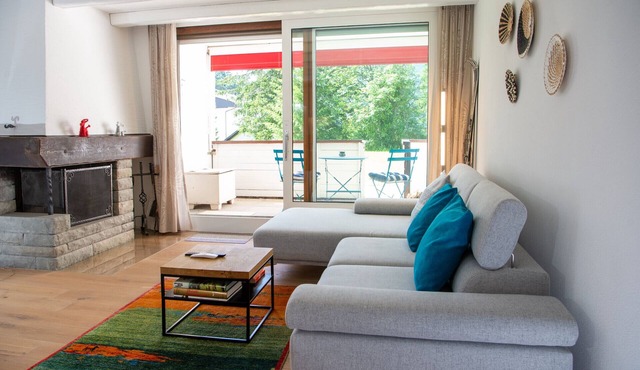 Apartment with fireplace, pool, and sauna